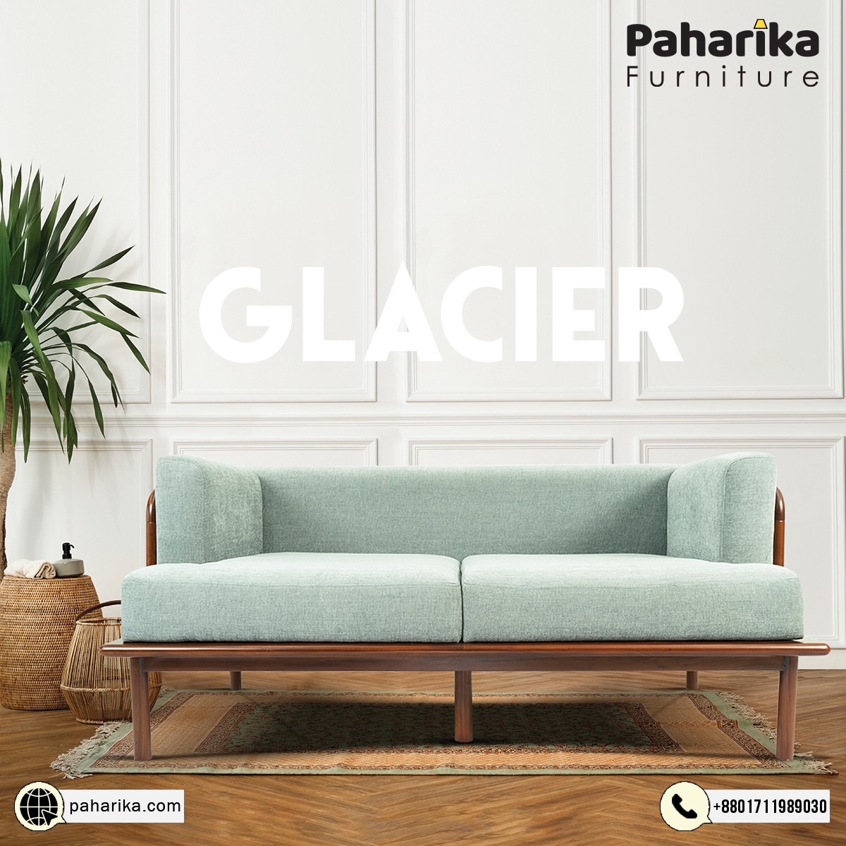 Glacier Wooden Sofa (2 Seater) | SDC-303