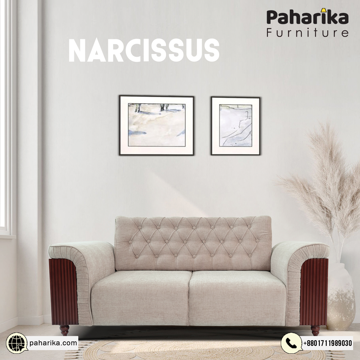 Narcissus Wood Sofa (2 Seater) | SDC-304