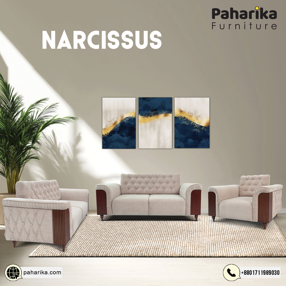 Narcissus Wood Sofa (2+2+1 Seater) | SFS-304